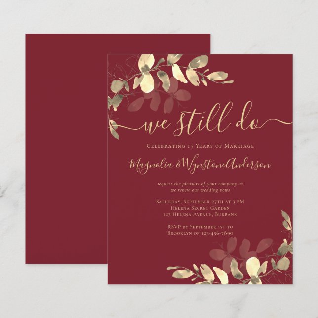 Eucalyptus Vow Renewal Einladung (Vorne/Hinten)