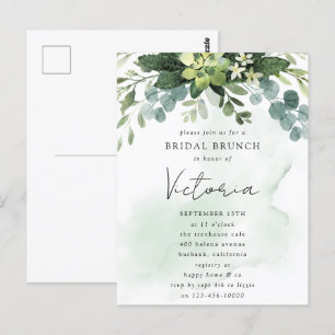 Eucalyptus-Wasserfarbe Chic Brautparty-Einladung Postkarte