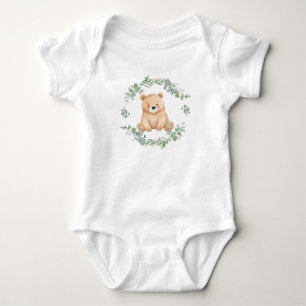 Eucalyptus Watercolor Baby Bear Strampler