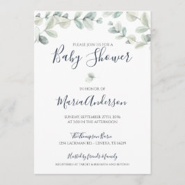 Eucalyptus Watercolor Baby Dusche Einladung