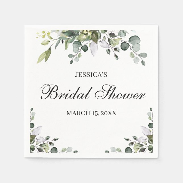 Eucalyptus Watercolor Brautparty Napkins Serviette (Vorderseite)