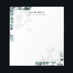 Eucalyptus Watercolor Personalisiert Notepad Notizblock<br><div class="desc">Elegantes und einfaches Eukalyptus Aquarelldesign.</div>