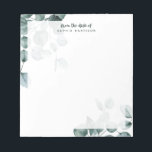 Eucalyptus Watercolor Personalisiert Notepad Notizblock<br><div class="desc">Elegantes und einfaches Eukalyptus Aquarelldesign.</div>