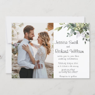 Eucalyptus Watercolor Wedding FOTO Einladung