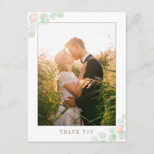 Eucalyptus Watercolor Wedding Foto Vielen Dank Postkarte