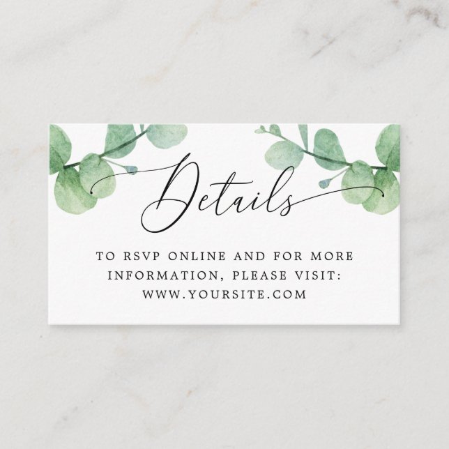 Eucalyptus Wedding Insert | Greenery Details + QR (Vorderseite)