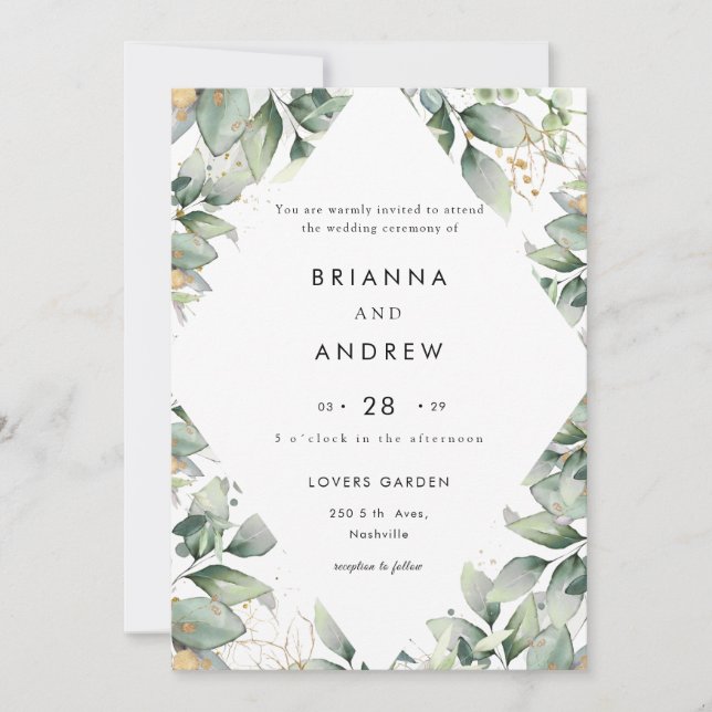Eucalyptus Wedding Invitation (Devant)