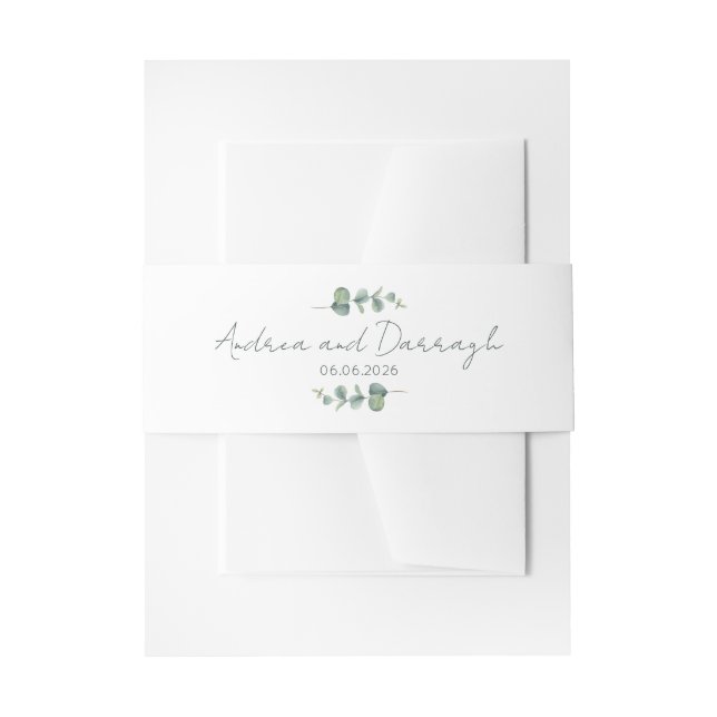 Eucalyptus Wedding Invitation Belly Band 1001A (Vorderseite Beispiel)