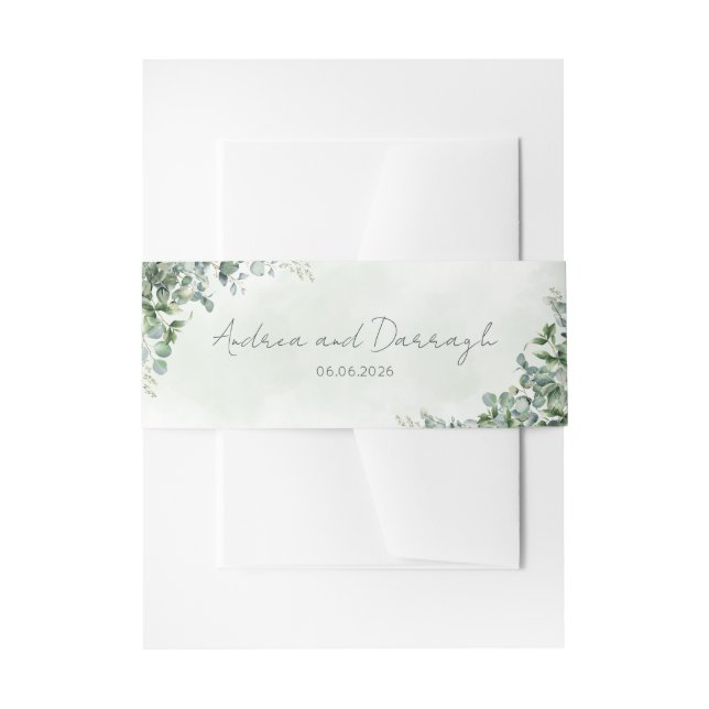 Eucalyptus Wedding Invitation Belly Band 1001A (Vorderseite Beispiel)