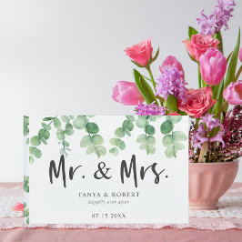 Eucalyptus Wedding Mr. und Mrs. Script Elegant Gästebuch
