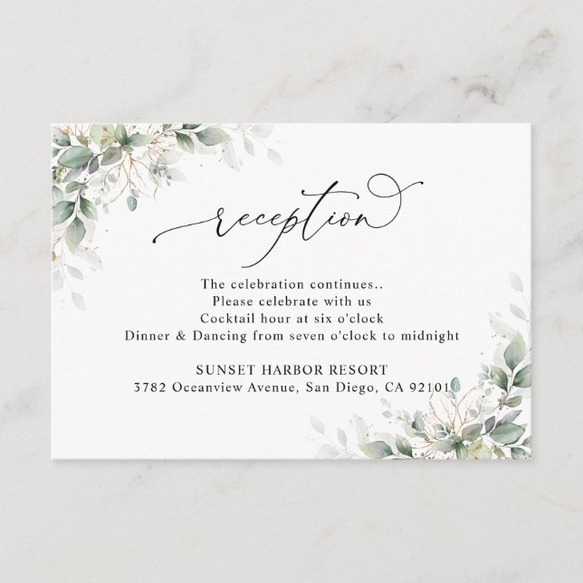 Eucalyptus  Wedding Reception Enclosure Cards Begleitkarte (Vorderseite)