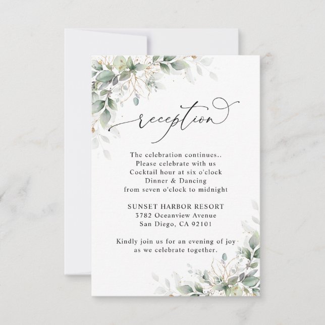 Eucalyptus Wedding Reception Enclosure Cards RSVP Karte (Vorderseite)