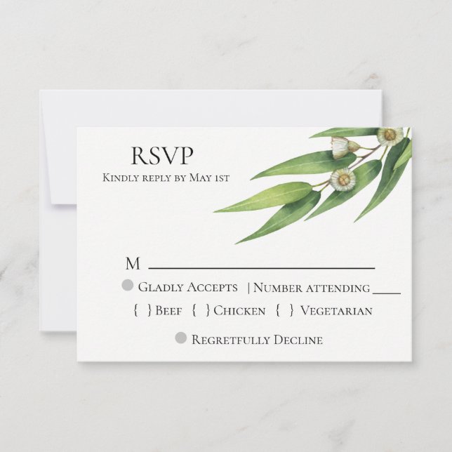 Eucalyptus Wedding RSVP Karte (Vorderseite)