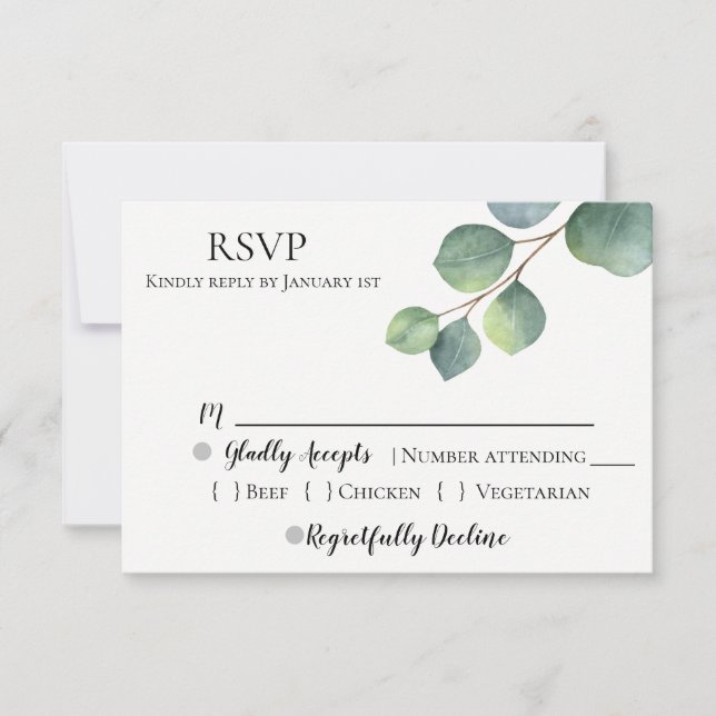 Eucalyptus Wedding RSVP Karte (Vorderseite)