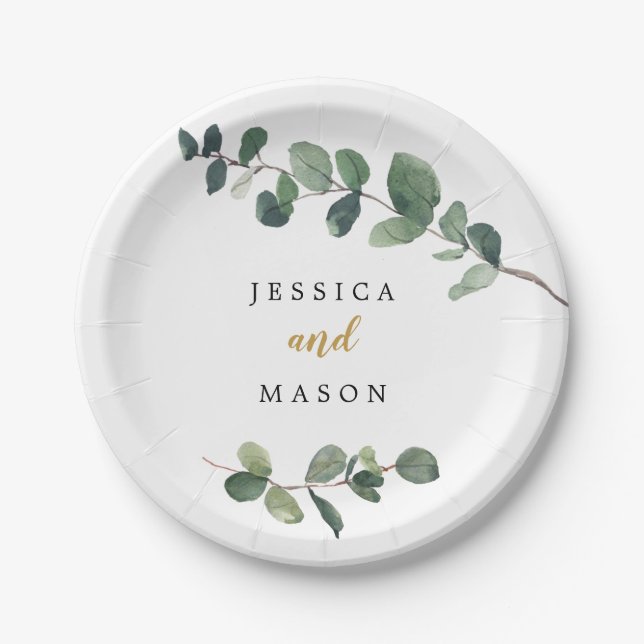 Eucalyptus Wedding Shower Paper Plate Pappteller (Vorderseite)