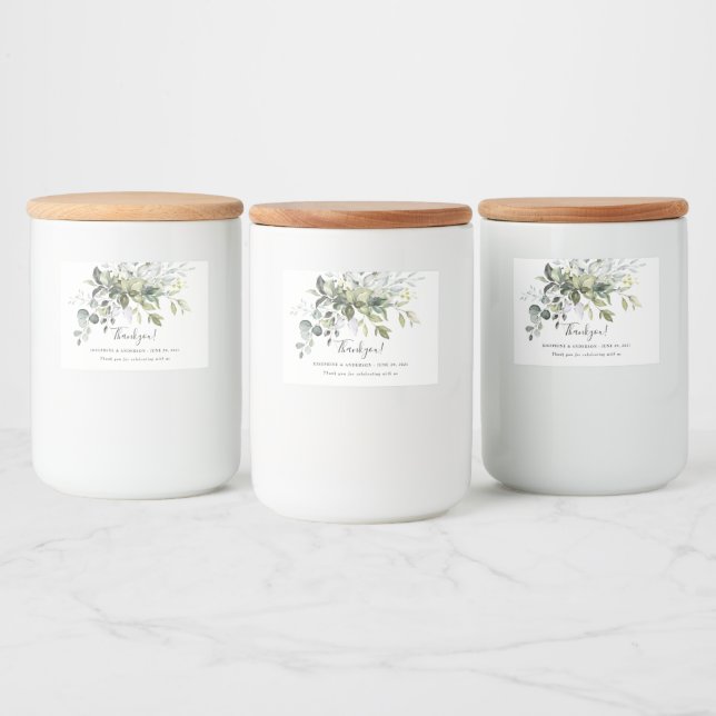 Eucalyptus Wedding Thankyou Bevorzugung Lebensmitteletikett (Flaschen)