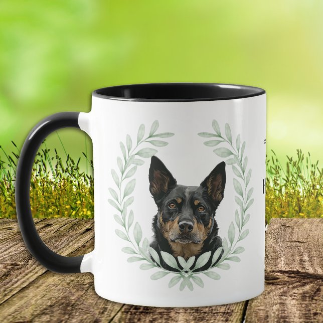 Eucalyptus Wreath Australian Kelpie Dog Monogram Tasse (Von Creator hochgeladen)