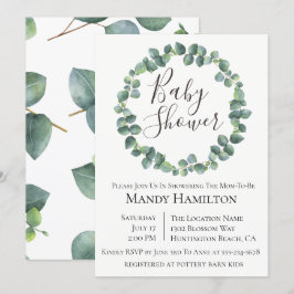 Eucalyptus Wreath Baby Shower Einladung