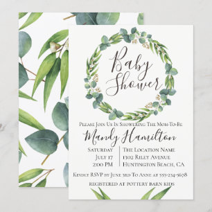 Eucalyptus Wreath Baby Shower Einladung
