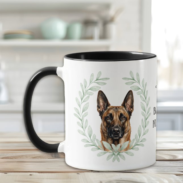 Eucalyptus Wreath Belgian Malinois Dog Monogram Tasse (Von Creator hochgeladen)