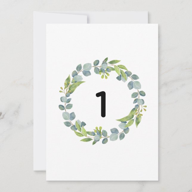 Eucalyptus Wreath Botanical Wedding Table Number C (Vorderseite)