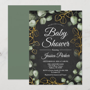 Eucalyptus Wreath Chalkboard Baby Showdusche Einladung