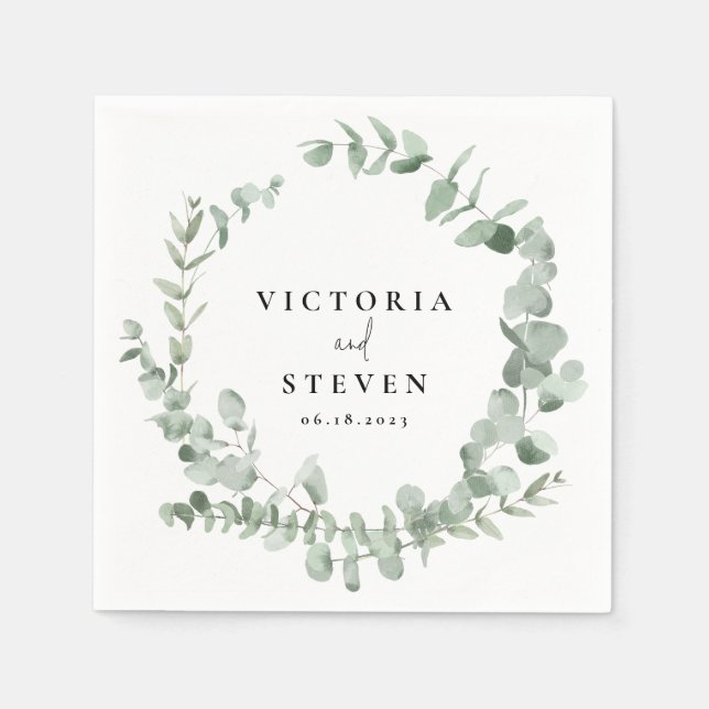 Eucalyptus Wreath Greenerity Wedding Serviette (Vorderseite)