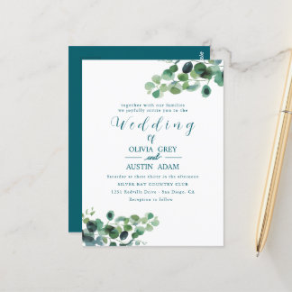 Eucalyptus Wreath | Hochzeitseinladung zu Wasserfa Postkarte