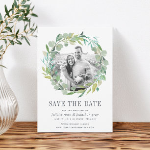 Eucalyptus Wreath Photo Enregistrer la carte Date
