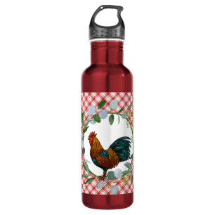 Eucalyptus Wreath & Rooster Farmhouse Edelstahlflasche