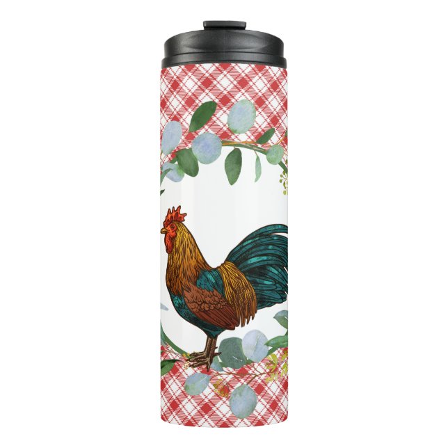 Eucalyptus Wreath & Rooster Farmhouse Thermosbecher (Vorderseite)
