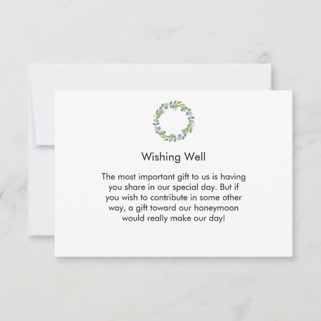 Eucalyptus Wreath Wedding Honeymoon Fund Card (Vorderseite)