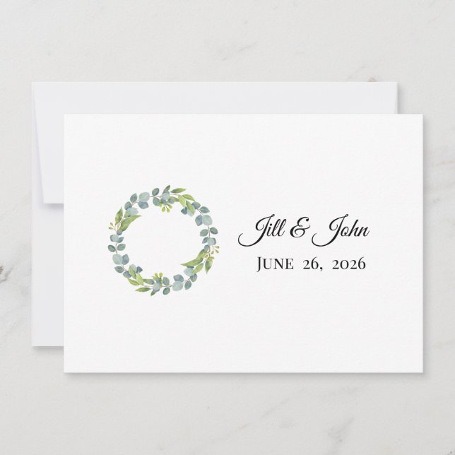 Eucalyptus Wreath Wedding Invitation Stationery (Devant)