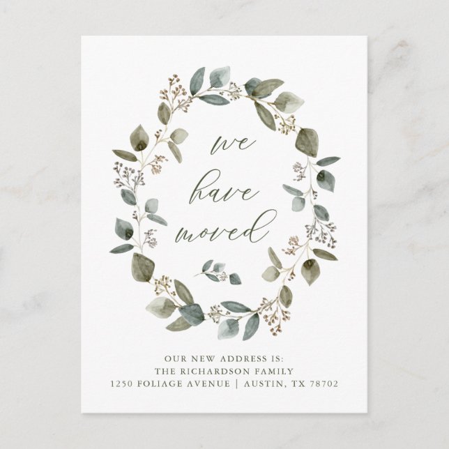 Eucalyptus Wreath | Wir haben die Ankündigung vers Postkarte (Vorderseite)
