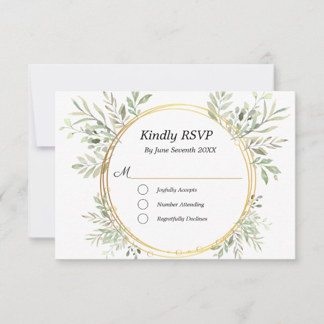 EucalyptusBotanique Gold RSVP Carte de réponse aux (Devant)