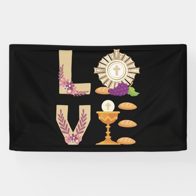 Eucharis Katholische 1. Heilige Kommune für Mädche Banner (Horizontal)