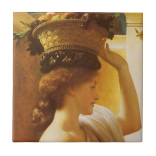 Eucharis - Mädchen mit einem Korb voller Früchte v Fliese