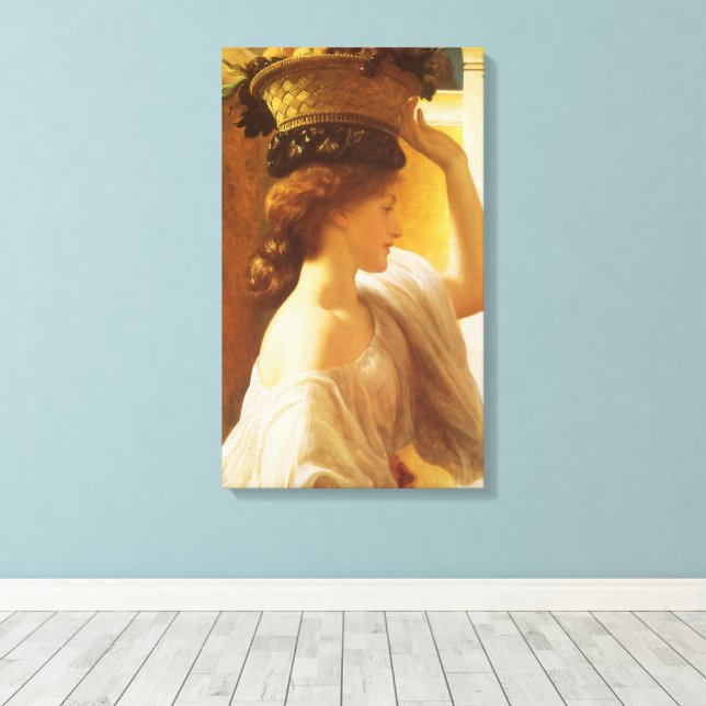 Eucharis - Mädchen mit einem Obstkorb von Leighton Leinwanddruck (Insitu (Holzboden))