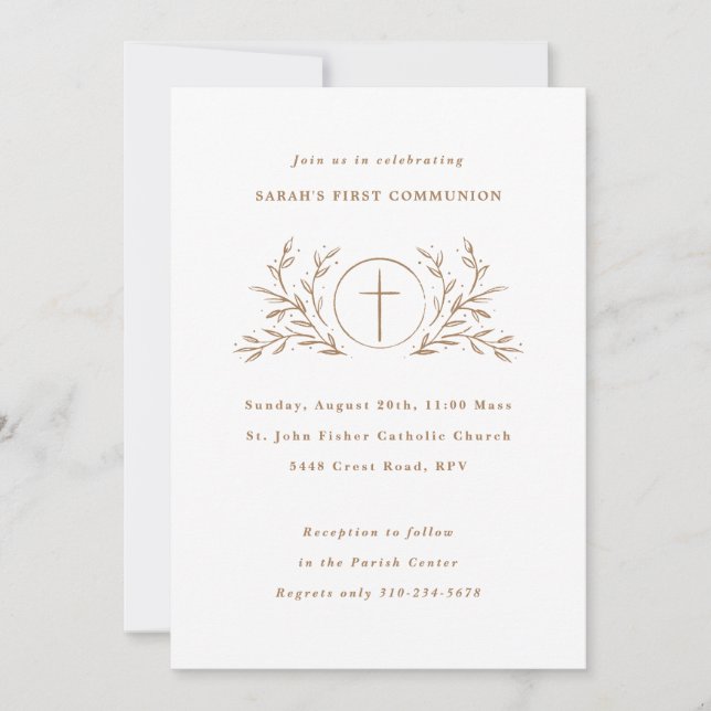 Eucharist Custom Color First Communation Einladung (Vorderseite)