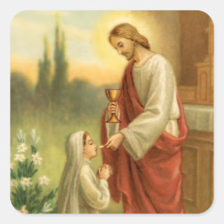 Eucharist in All Things First Communion Quadratischer Aufkleber