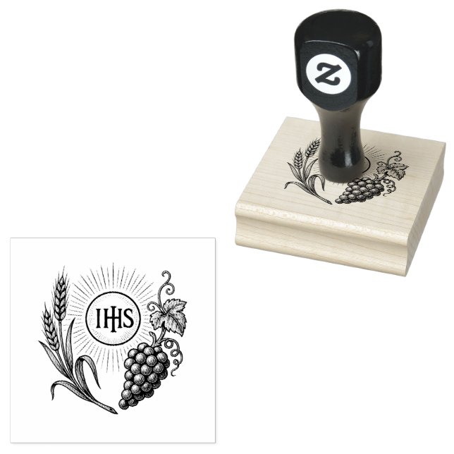Eucharist mit Weizen und Trauben katholisch Gummistempel (Stempel)