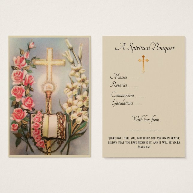 Eucharist Rose Spirituelle Bouquet Gebet Heilige K (Vorne & Hinten)