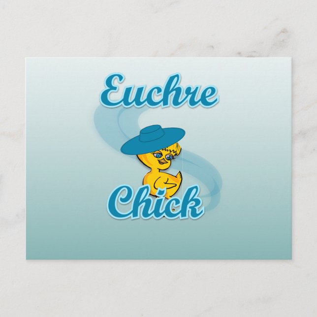 Euchre Chick #3 Postkarte (Vorderseite)