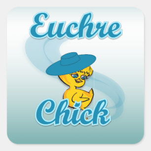 Euchre Chick #3 Quadratischer Aufkleber