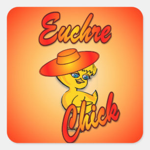 Euchre Chick #5 Quadratischer Aufkleber
