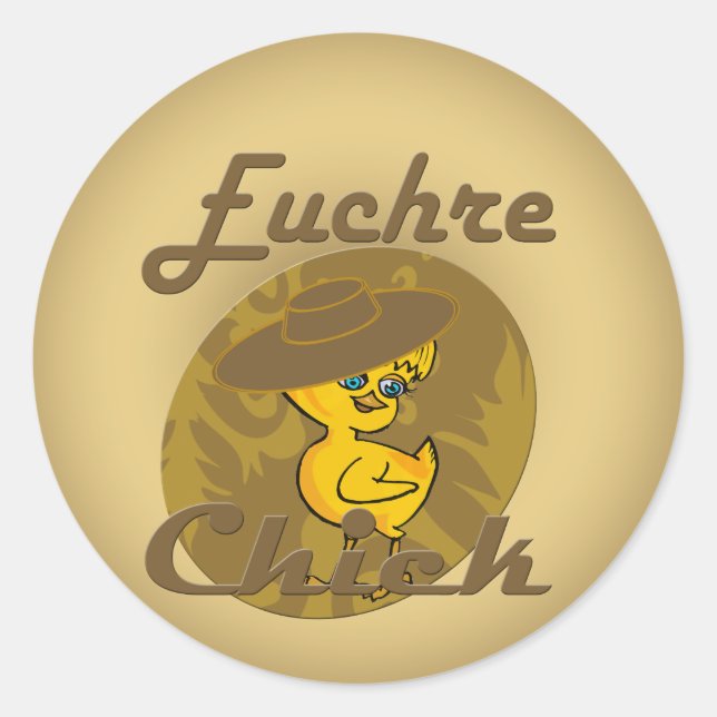 Euchre Chick #6 Runder Aufkleber (Vorderseite)