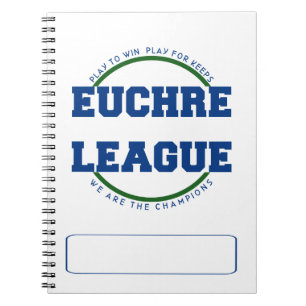 EUCHRE LEAGUE LOGO MIT RAUM FÜR INDIVIDUELLE NAME NOTIZBLOCK