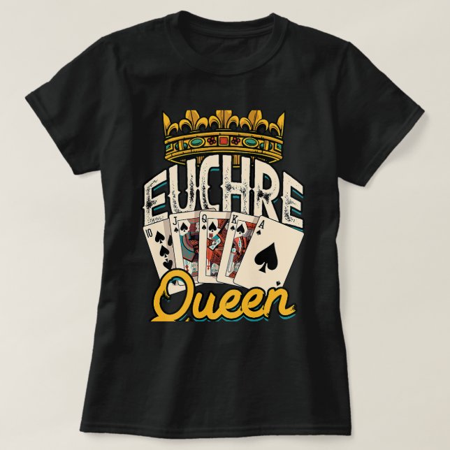 Euchre Queen Casino Night Poker Spades and Mahjong T-Shirt (Design vorne)