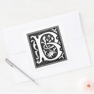 Euclid Großbuchstabe B auf Weiß Quadratischer Aufkleber