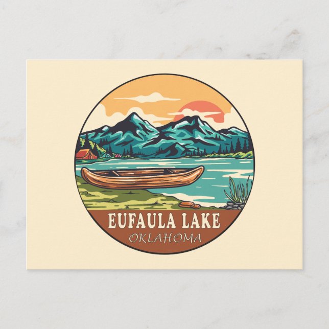 Eufaula Lake Oklahoma Boating Fishing Emblem Postkarte (Vorderseite)